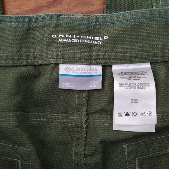 Cargo Utility Columbia Men's Pants, Green, 36 waist, 32 length, Cotton Polyester - Picture 3 of 5